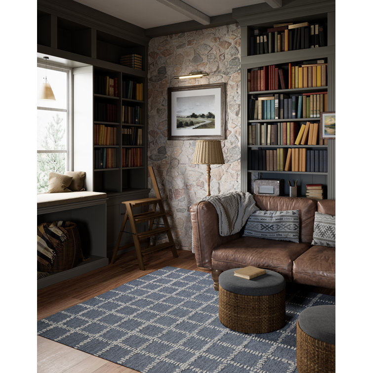 Lanora Hand Tufted Blue Wool Geometric Rug 8' x 10'