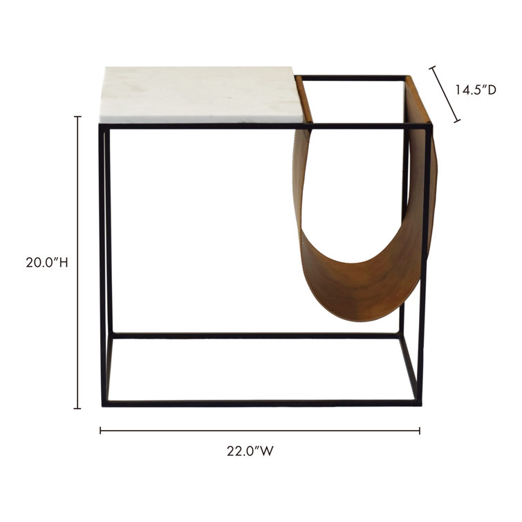 Nicholas Black and Brown Metal Rectangular Magazine Rack Table