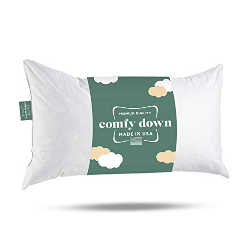 ComfyDown 12x36 White Cotton Feather Down Rectangular Pillow Insert