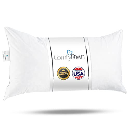 ComfyDown 12x36 White Cotton Feather Down Rectangular Pillow Insert