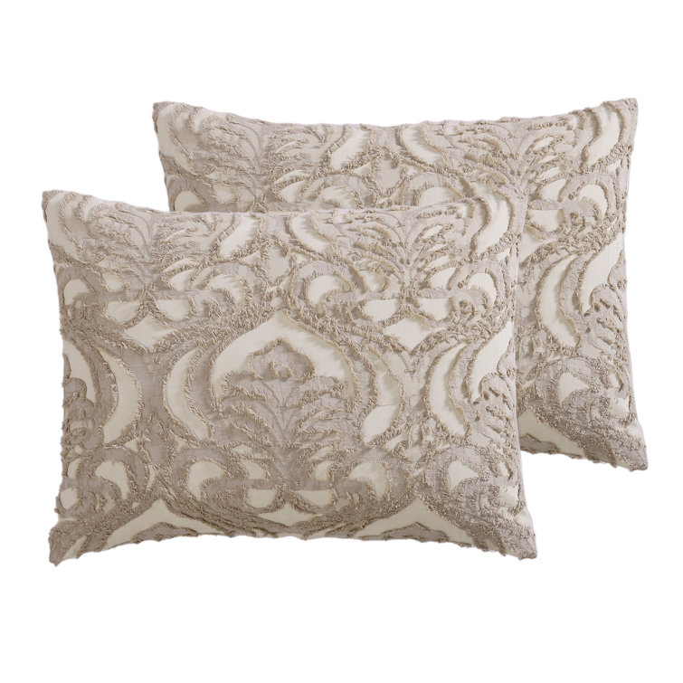 Tan King Cotton Jacquard Comforter Set with Pillows