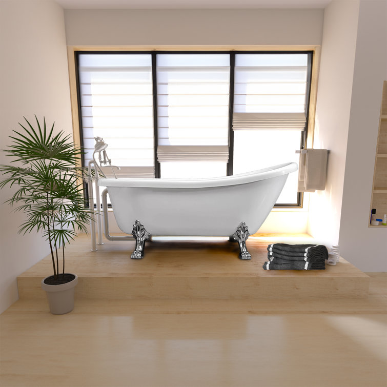 67'' White Acrylic Clawfoot Freestanding Bathtub