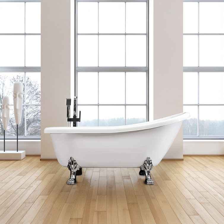 67'' White Acrylic Clawfoot Freestanding Bathtub