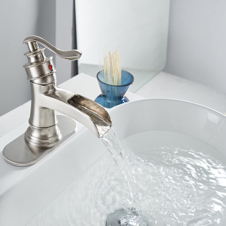 Brushed Nickel Single Handle Waterfall Bathroom Faucet