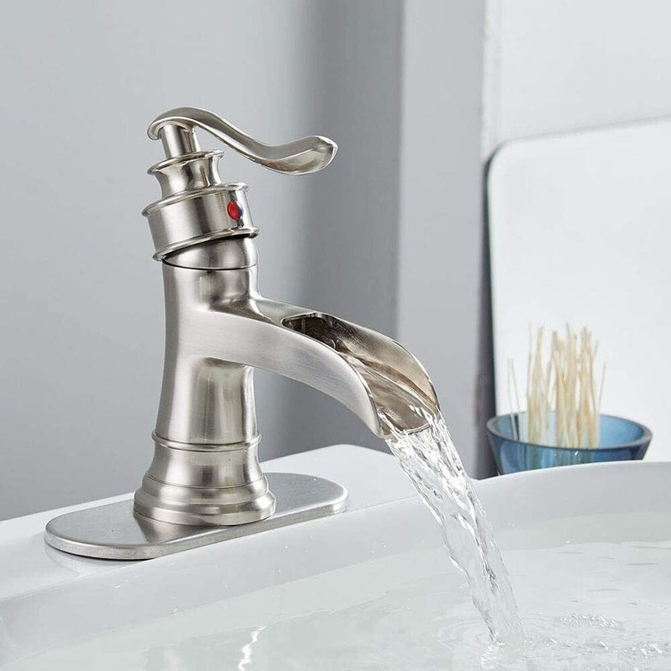 Brushed Nickel Single Handle Waterfall Bathroom Faucet