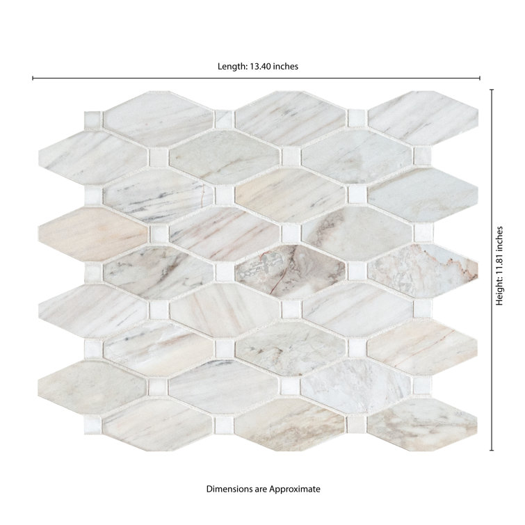 Angora Beige and Gray Polished Marble Mosaic Tile