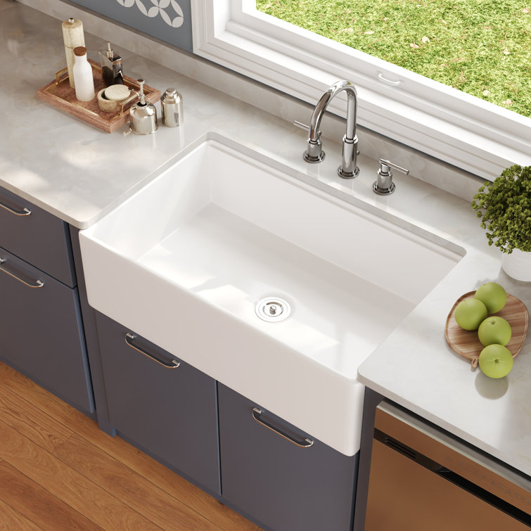 33"L x 20"W Farmhouse Kitchen Sink Deep Single Bowl Fireclay Workstation Sink with Cutting Board and Dish Drying Rack