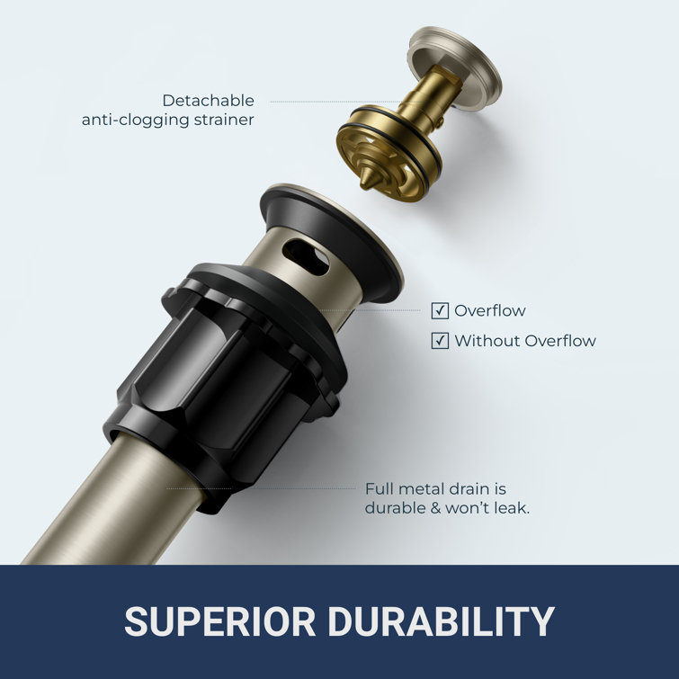 Brushed Nickel Single-Handle Waterfall Bathroom Faucet with Drain