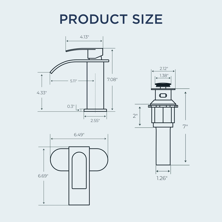 Brushed Nickel Single-Handle Waterfall Bathroom Faucet with Drain