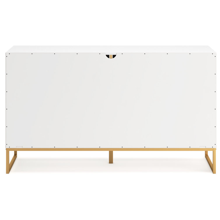 Socalle White and Gold 6-Drawer Double Dresser
