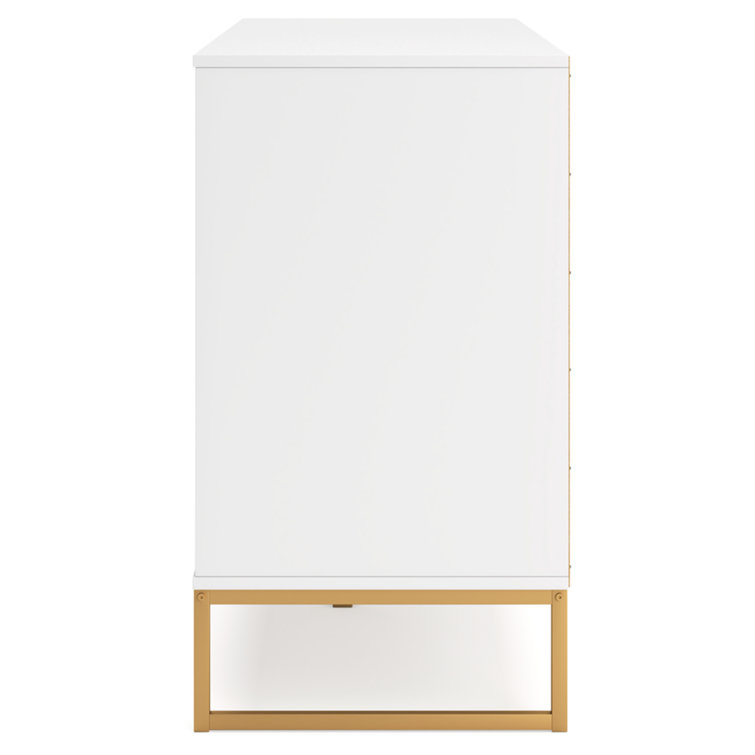Socalle White and Gold 6-Drawer Double Dresser