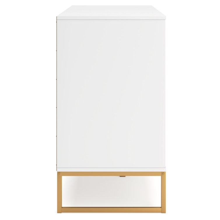 Socalle White and Gold 6-Drawer Double Dresser