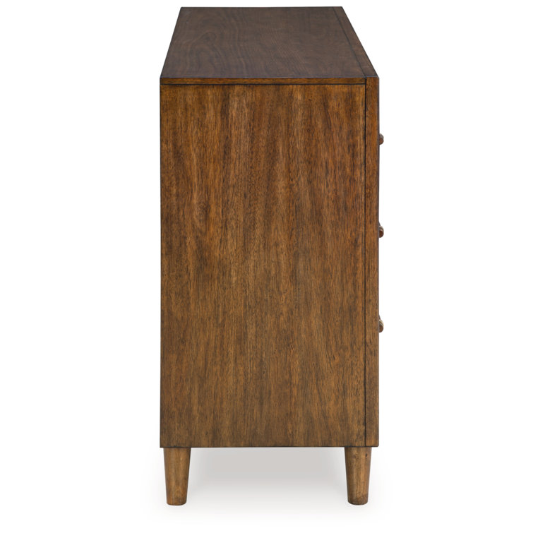 Medium Brown 6-Drawer Dresser with Mirror and Tapered Legs