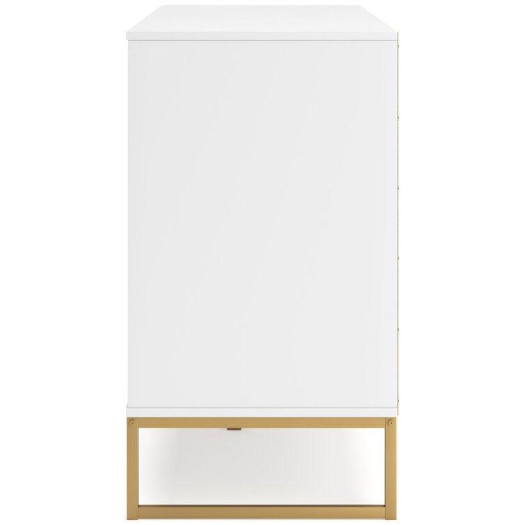 Socalle White and Gold 6-Drawer Double Dresser