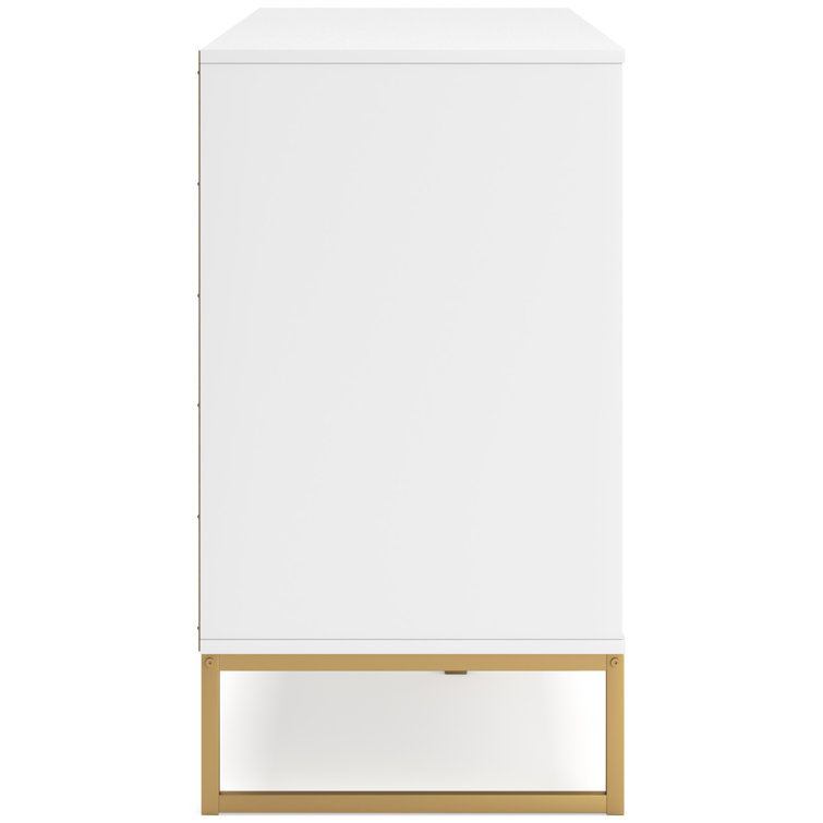 Socalle White and Gold 6-Drawer Double Dresser