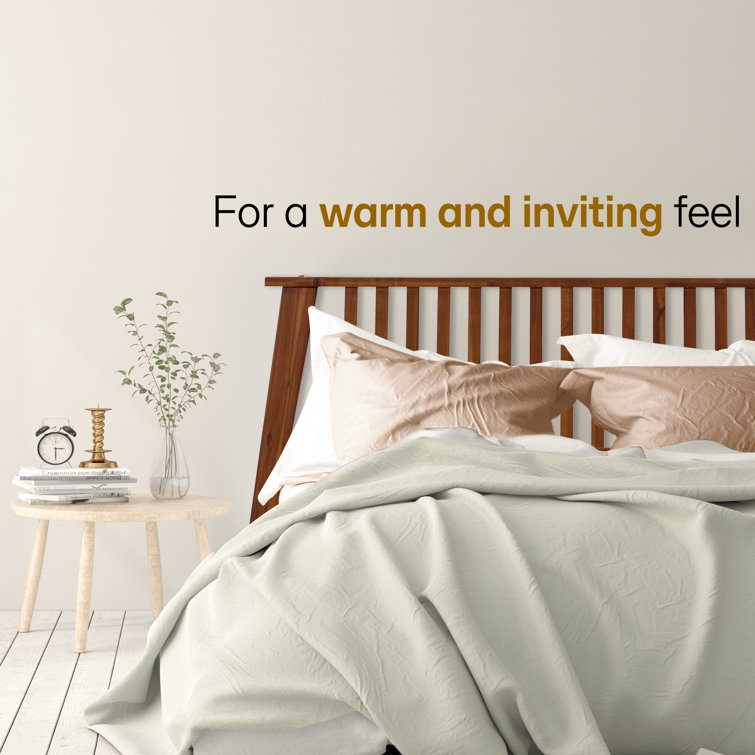 Walnut King Solid Wood Platform Bed Frame with Slatted Headboard
