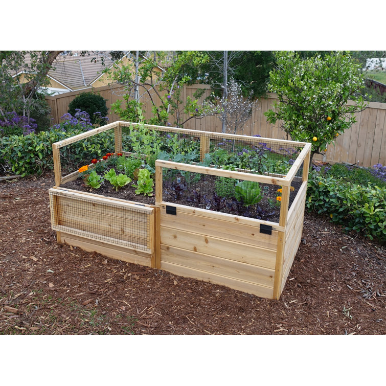 6 ft x 3 ft Cedar Raised Garden Bed with Wire Mesh
