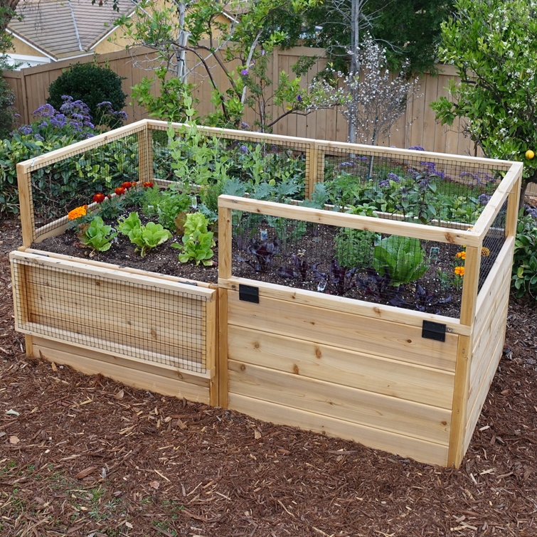 6 ft x 3 ft Cedar Raised Garden Bed with Wire Mesh