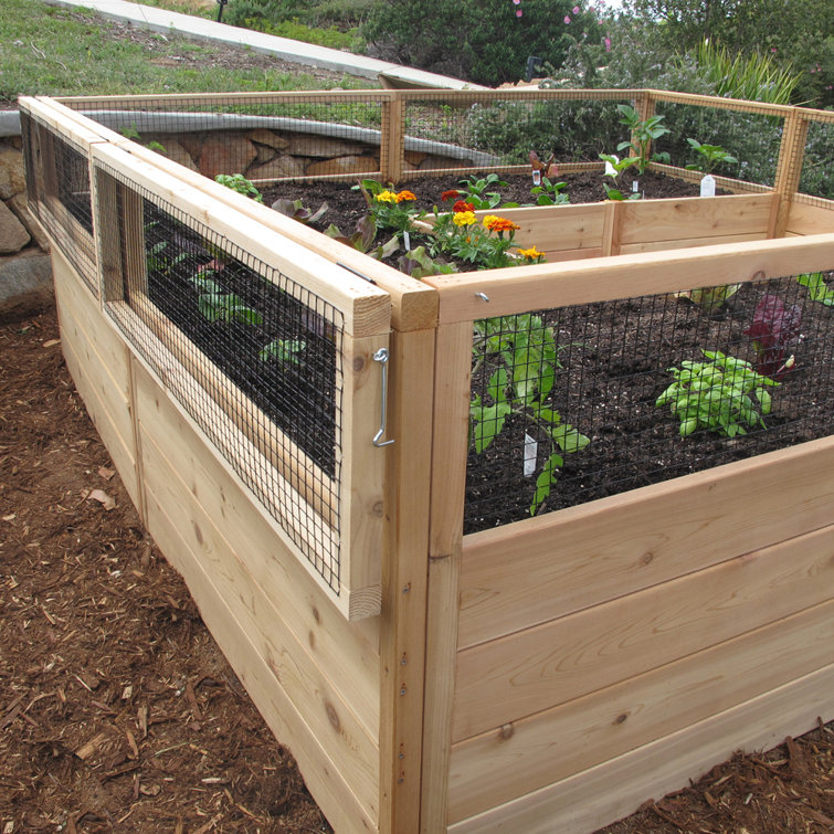 8 ft. x 8 ft. Cedar Raised Garden Bed with Mesh Fencing