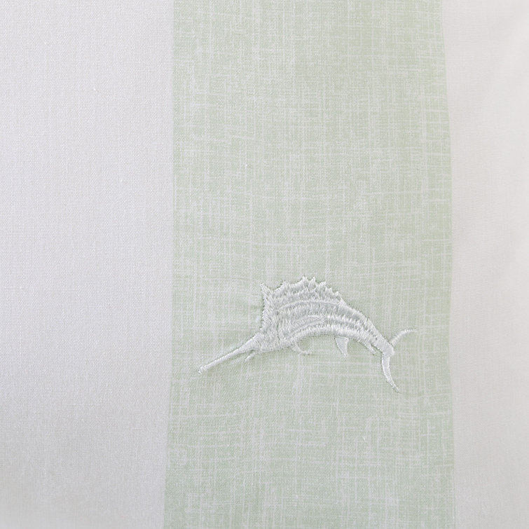 Green and White Striped Cotton Square Throw Pillow