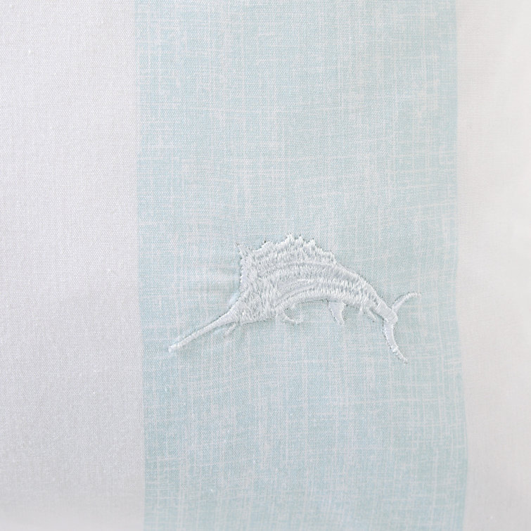 Blue and White Striped Cotton Throw Pillow, 20" x 20"