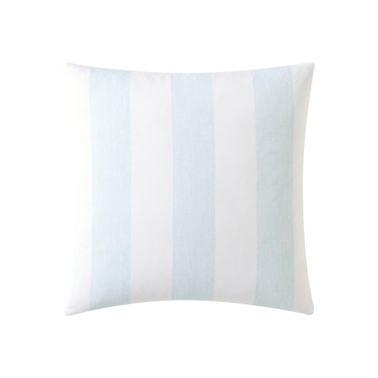 Blue and White Striped Cotton Throw Pillow, 20" x 20"