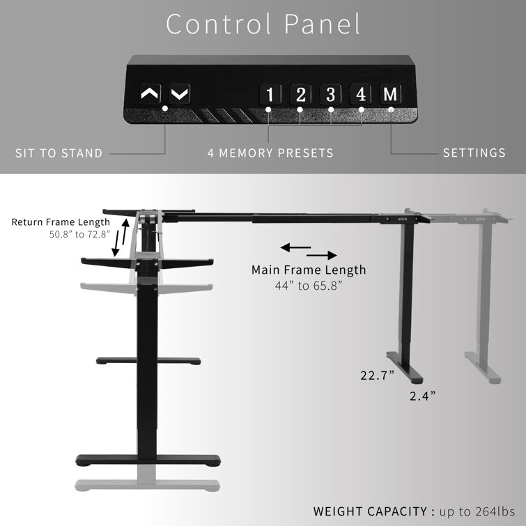 Black Electric Multi Motor Height Adjustable Corner Desk Frame