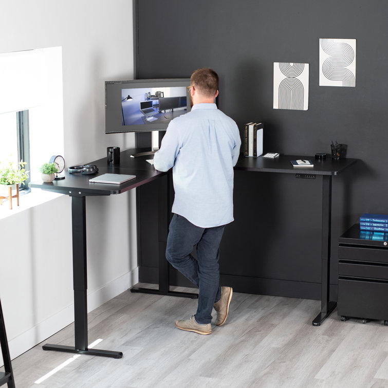 Black Electric Multi Motor Height Adjustable Corner Desk Frame