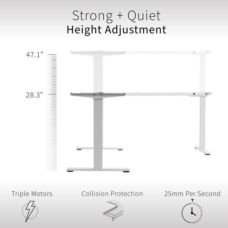 White Electric Multi-Motor Height Adjustable Corner Desk Frame