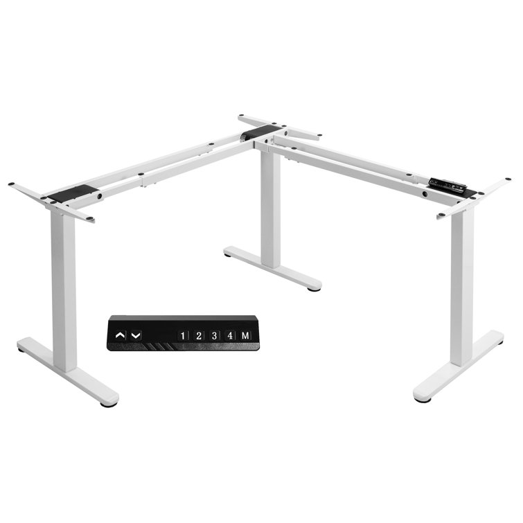 White Electric Multi-Motor Height Adjustable Corner Desk Frame