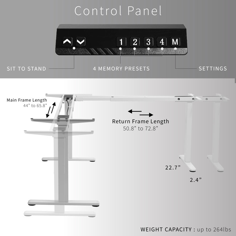 White Electric Multi-Motor Height Adjustable Corner Desk Frame