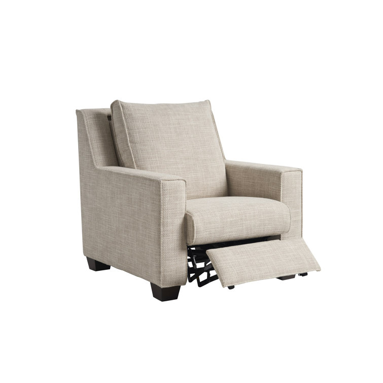 Beige Crypton Upholstered Solid Wood Recliner