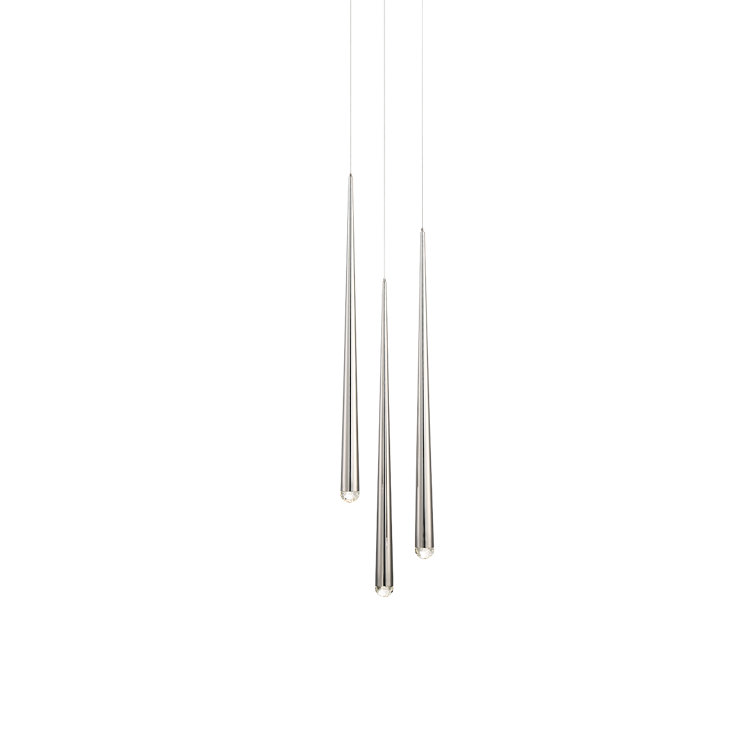 Cascade Polished Nickel 3-Light LED Chandelier with Clear Crystal Shades