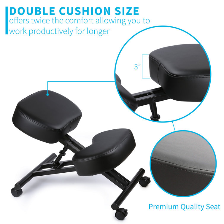 Modern Ergonomic Kneeling Office Chair with Comfort Foam Cushions, Black