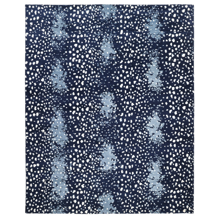 Luxurious Navy Wool 8' x 10' Hand-Knotted Area Rug