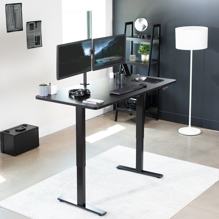Black Adjustable Height Electric Standing Desk with Steel Frame