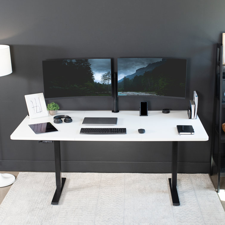 71'' White and Black Adjustable Height Electric Standing Desk