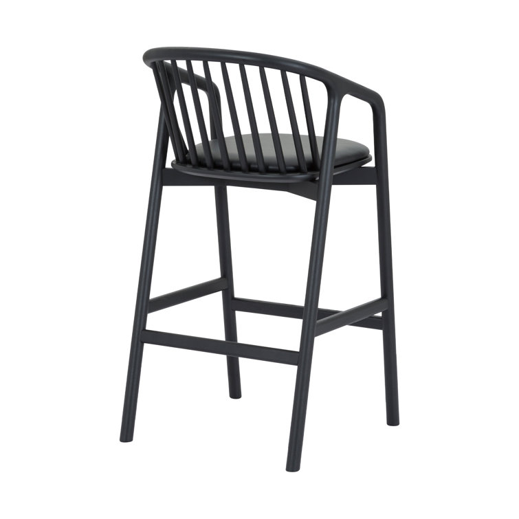 Markeith Black Oak and Faux Leather Counter Stool