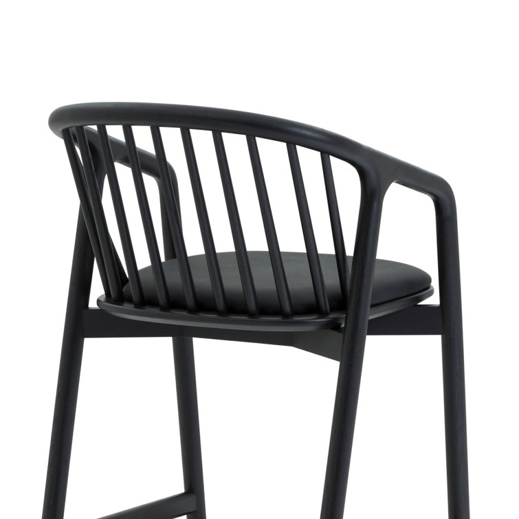 Markeith Black Oak and Faux Leather Counter Stool