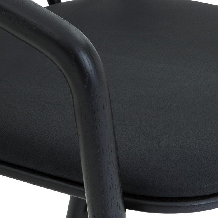 Markeith Black Oak and Faux Leather Counter Stool