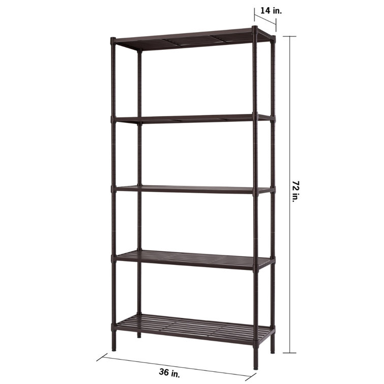 EcoStorage 5-Tier Black Adjustable Slat Wire Shelving Unit