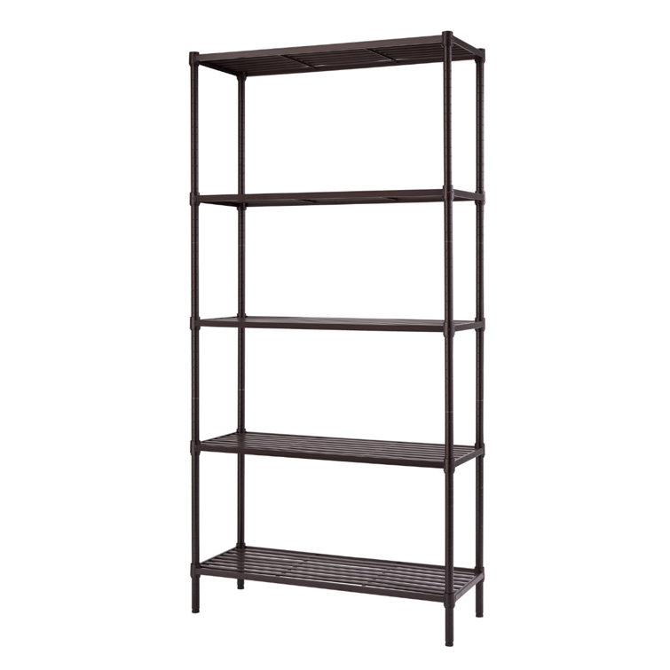 EcoStorage 5-Tier Black Adjustable Slat Wire Shelving Unit