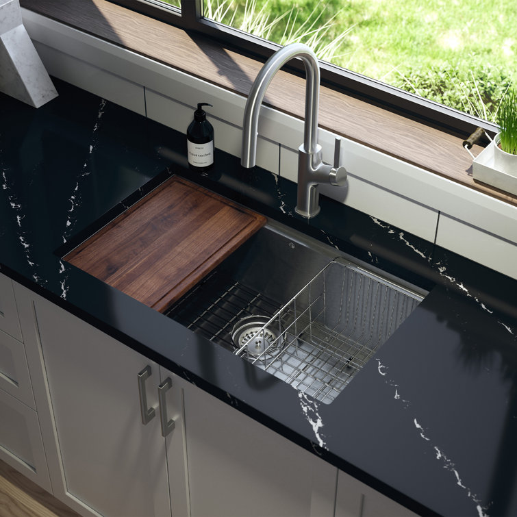 30'' Gunmetal Black Undermount Stainless Steel Kitchen Sink with Accessories