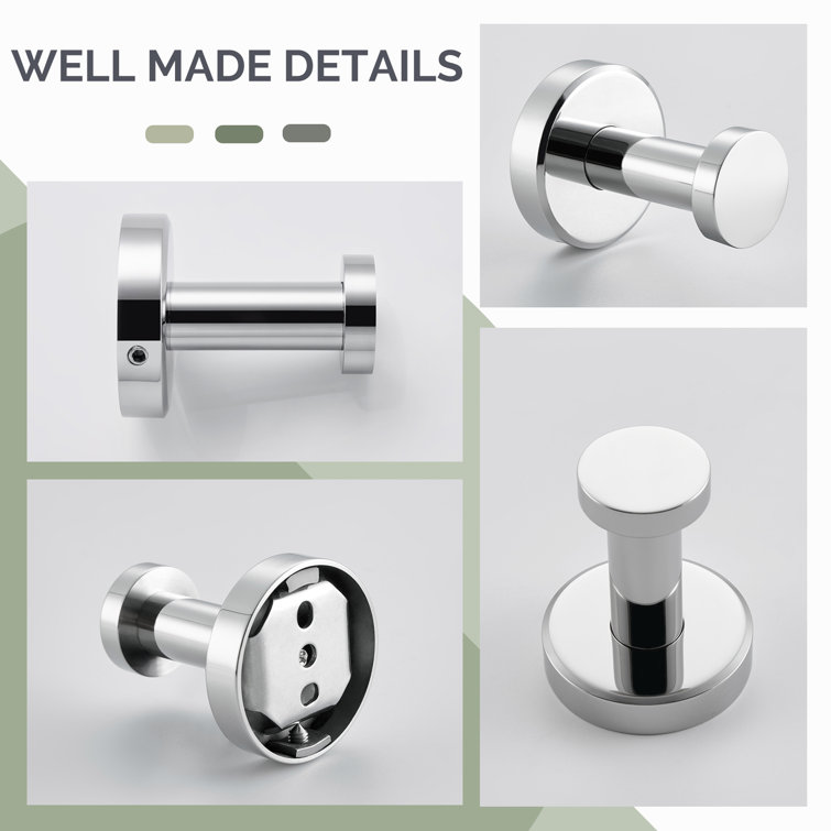 Polished Chrome Stainless Steel Wall Mounted Robe Hook