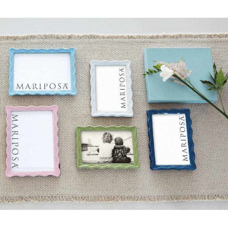Wavy Blue Enamel 4x6 Tabletop and Wall Frame
