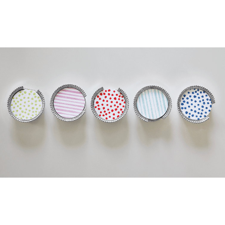 Red Polka Dot Round Paper Coaster Set with Holder