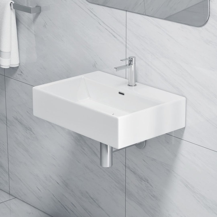 Turner 24" White Ceramic Rectangular Wall-Mount Bathroom Sink