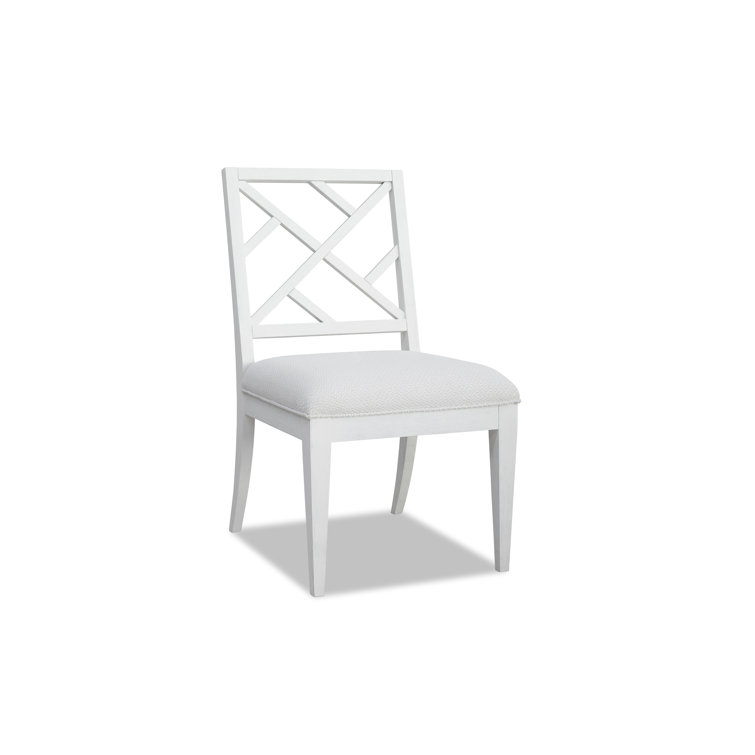 White Chippendale Wood Side Chair with Cushioned Seat