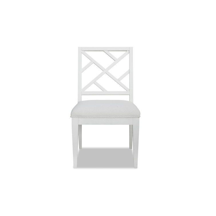 White Chippendale Wood Side Chair with Cushioned Seat