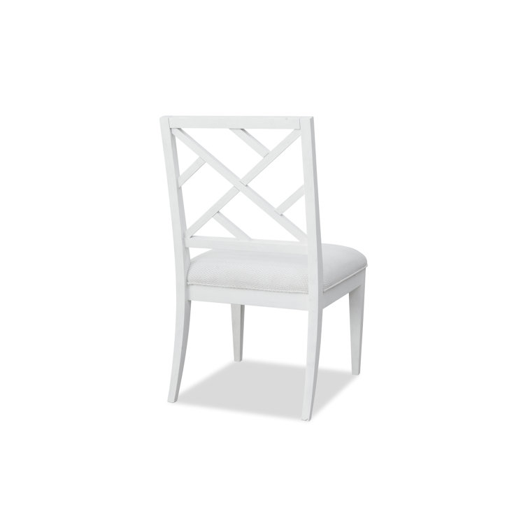 White Chippendale Wood Side Chair with Cushioned Seat